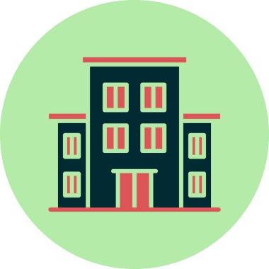 Hostel binası ikon vektör illüstrasyonu