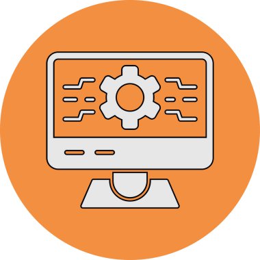 bilgisayar kodlama simgesi, vektör illüstrasyonu