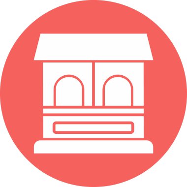 Bilet ofisi binası. Web simgesi basit illüstrasyon