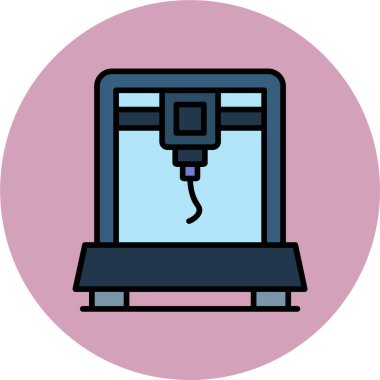 3d yazıcı simgesi, beyaz arkaplanda vektör illüstrasyonu