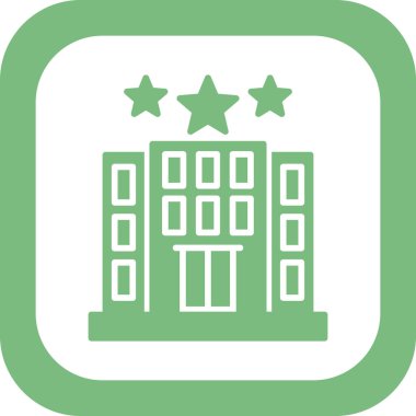 Otel binası simgesi, vektör illüstrasyonu