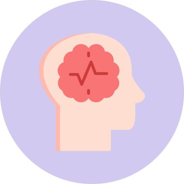 Beyin ikonu vektör illüstrasyonu. Sara nöbeti. 