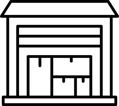 Depo binası. Web simgesi basit illüstrasyon