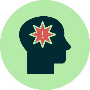 Ünlem işareti olan adam düz simge, panik konsepti, vektör illüstrasyonu