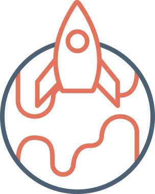 Uzay gemisi, roket simgesi vektör çizimi 