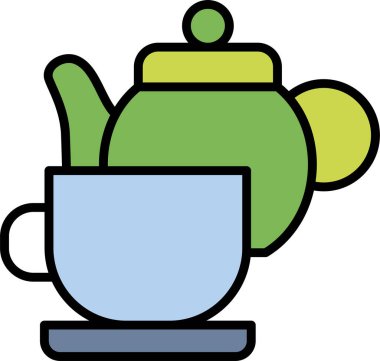 Çay takımı. Web simgesi basit illüstrasyon