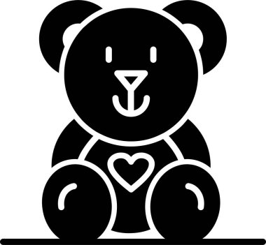 Kalp ikonu vektör illüstrasyonlu oyuncak ayı 