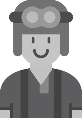 Kasklı ve gözlüklü pilot vektör çizimi