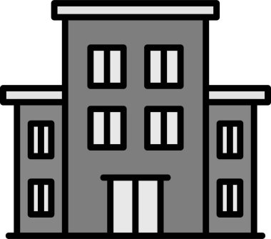 Hostel binası ikon vektör illüstrasyonu