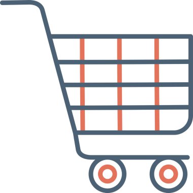 Alışveriş arabası, illüstrasyon, vektör, beyaz arka planda. 