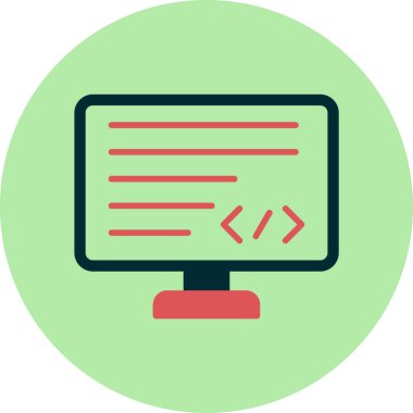 Kodlama ve Geliştirme konsepti simgesi, vektör illüstrasyonu basit tasarım