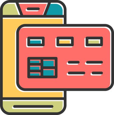 çevrimiçi bankacılık düz vektör simgesi.