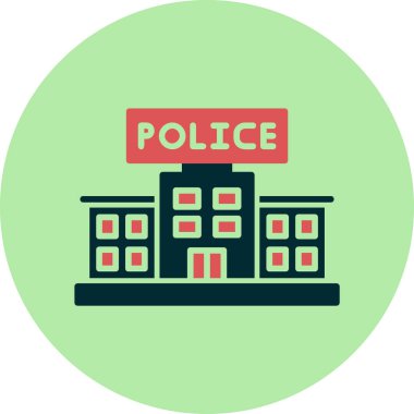 Polis binası ikon vektör illüstrasyonu