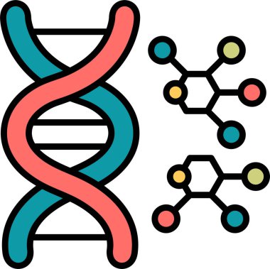 DNA simgesi. Web için DNA vektör simgelerinin basit çizimi 