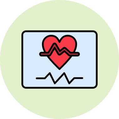 Kalp ve nabzı olan EKG monitörü. Kalp atışı teknolojisi. elektrokardiyogram simgesi.