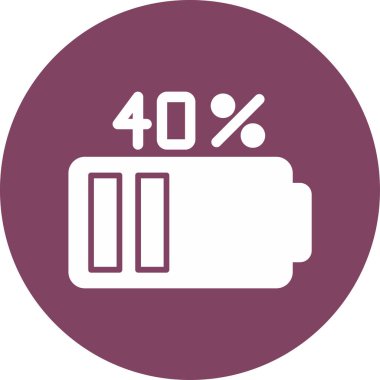 Pil Yüzdesi simgesi, vektör illüstrasyonu