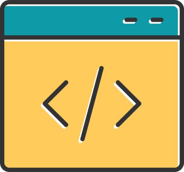 Kodlama ve Geliştirme konsepti simgesi, vektör illüstrasyonu basit tasarım