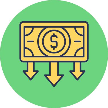 Web uygulamaları için soyut bir iflas sembolünün renk vektör çizimi.