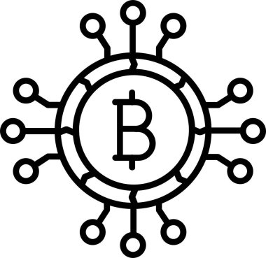 Ana hatlar biçiminde soyut kripto para birimi Bitcoin simgesi 