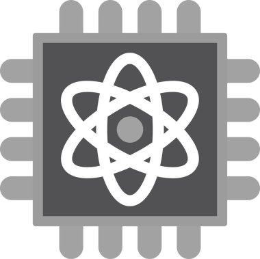 Kuantum hesaplaması. Web simgesi basit illüstrasyon