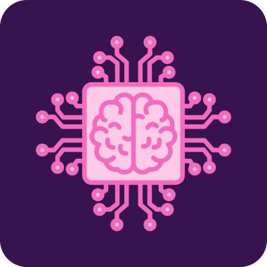 Yapay Zeka web simgesi, vektör illüstrasyonu