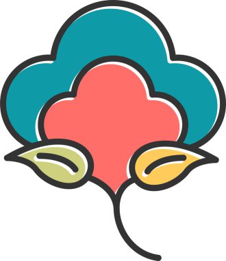 Pamuk bitkisi simgesi, vektör çizimi