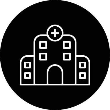 Hastane binası simgesi, vektör illüstrasyonu basit tasarım