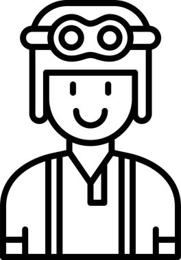 Kasklı ve gözlüklü pilot vektör çizimi