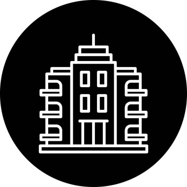 Şehir binası simgesi, vektör illüstrasyonu basit tasarım