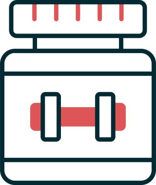 Protein ikonu ya da düz çizim. Beyaz protein şişesi ikon vektörü. Beyaz Proteinin Tasarım Şablonu. Sport whey protein illüstrasyonu