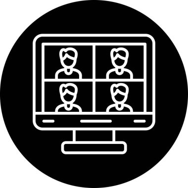 Ana hatlı biçim vektör illüstrasyon tasarımında konferans simgesi