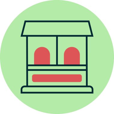 Bilet ofisi binası. Web simgesi basit illüstrasyon