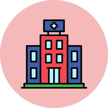 Hastane binası simgesi, vektör illüstrasyonu basit tasarım