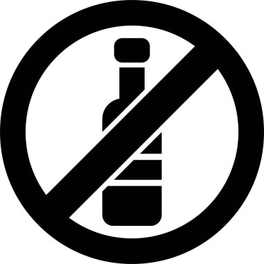alkol yok, şişe simgesi, vektör illüstrasyonu