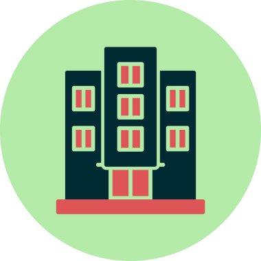 Otel binası simgesi, vektör illüstrasyonu