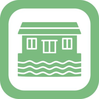 Yüzen ev ikonunun vektör illüstrasyonu