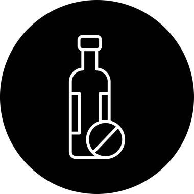 alkol yok, şişe simgesi, vektör illüstrasyonu