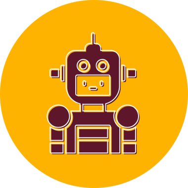 Komik robot karikatürü, basit vektör tasarımı