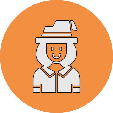 Kadın cadı simgesi vektör illüstrasyonu