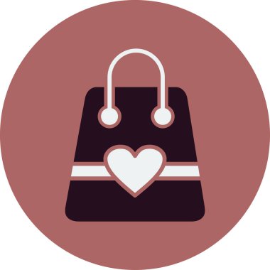 kalp alışveriş torbası ikon vektör illüstrasyonu