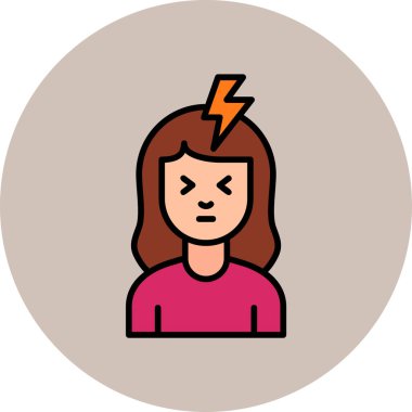 kızgın kadın simgesi, vektör illüstrasyonu 