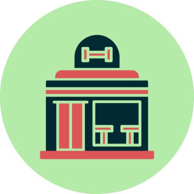 Spor salonu. Web simgesi basit illüstrasyon