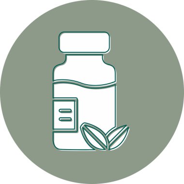 Bitkisel ilaç şişesi simgesinin web illüstrasyonu