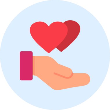 Kalbi tutan el. Web simgesi basit bir illüstrasyon. İyilik işareti