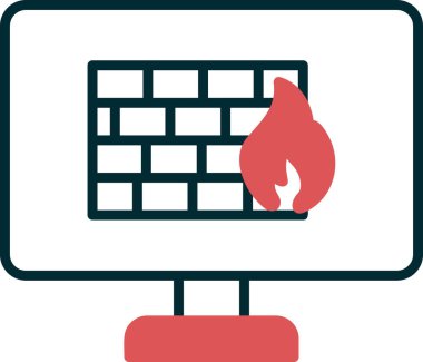 Güvenlik duvarı. Web simgesi vektör illüstrasyonu