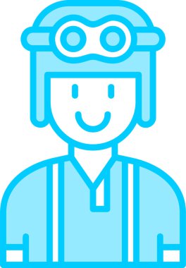 Kasklı ve gözlüklü pilot vektör çizimi