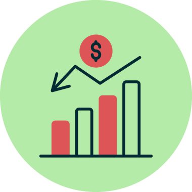 Değerlendirme işi grafiği düz vektör simgesi 