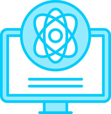 Bilgisayar ve bilim simgesinin temel doğrusal çizimi 