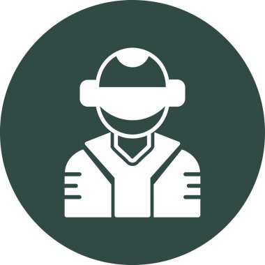 Fütürist Google kullanan bir adamın temel çizgisel çizimi, siber punk konsepti