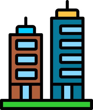 Şehir binası simgesi, vektör illüstrasyonu basit tasarım